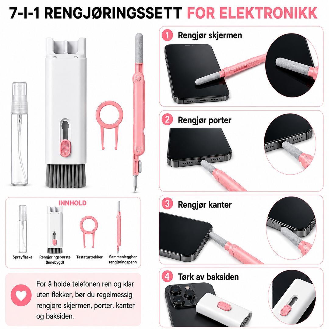 7-i-1 rengjøringssett for elektronikk