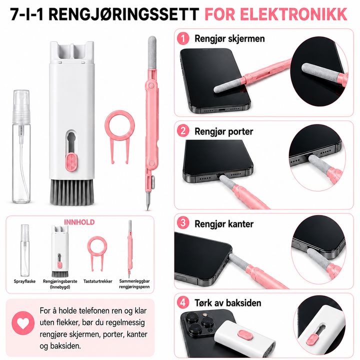7-i-1 rengjøringssett for elektronikk